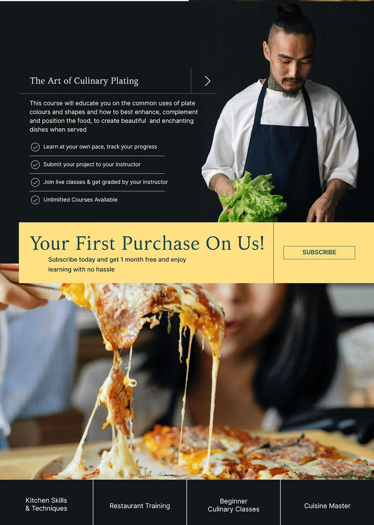 Website design concept for a gastronomy online platform