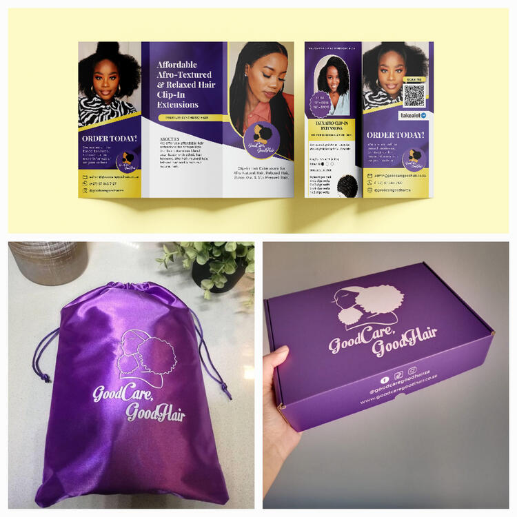 Brand design collateral for Good Care Good Hair